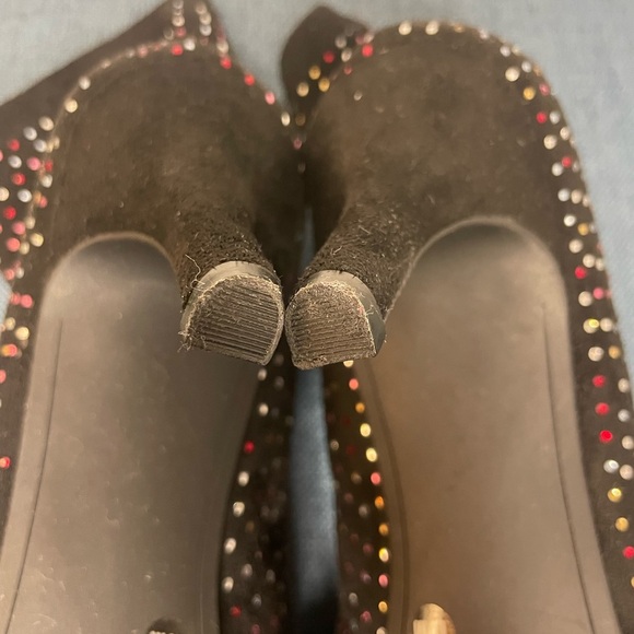 INC Black Rhinestone Padded Bray Pointed Toe Stiletto Booties size 10 - Picture 8 of 12